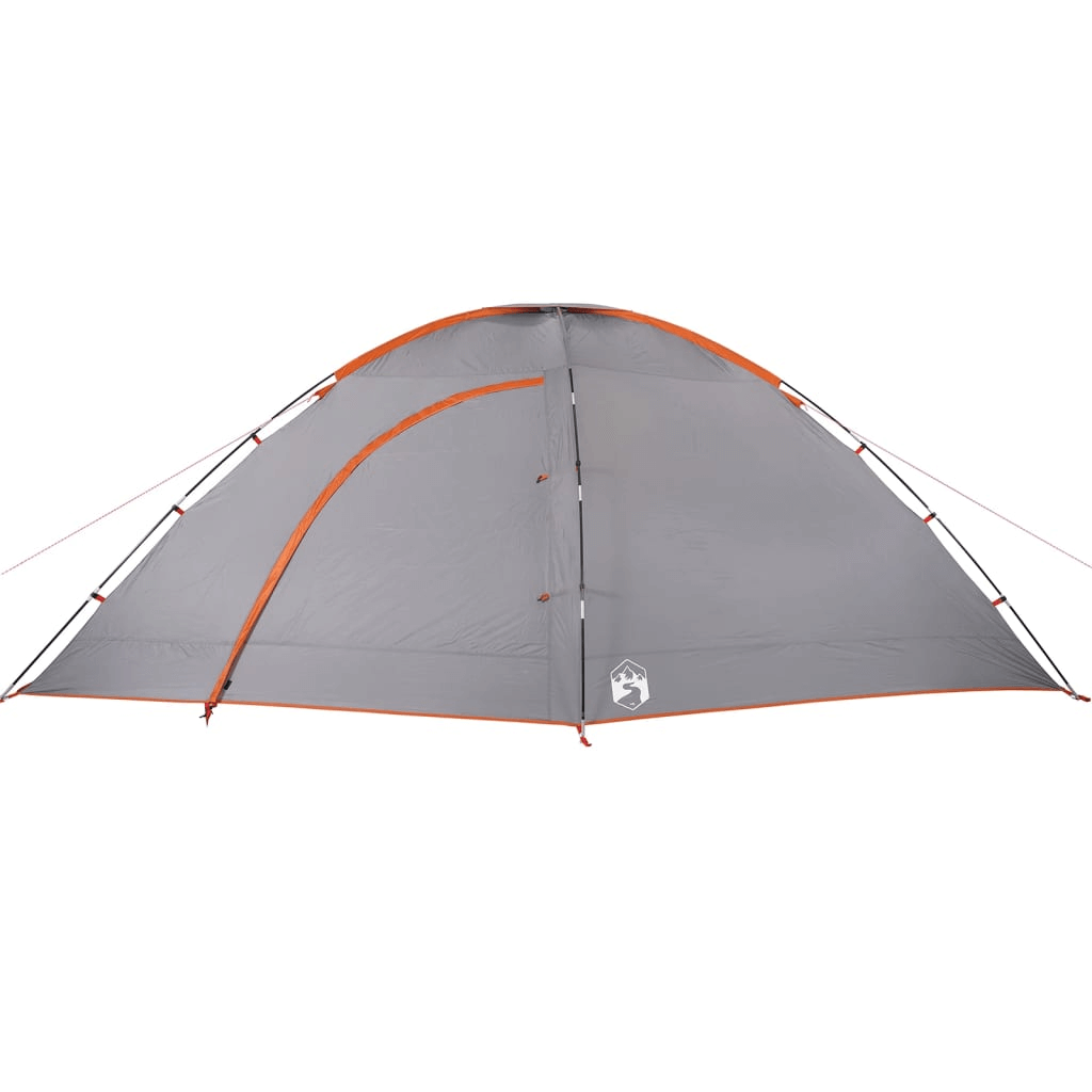 8-Person Waterproof Camping Tent, Discover the roomy 8-person tent in grey & orange. Waterproof and spacious, perfect for keeping dry and comfortable on your outdoor adventures.