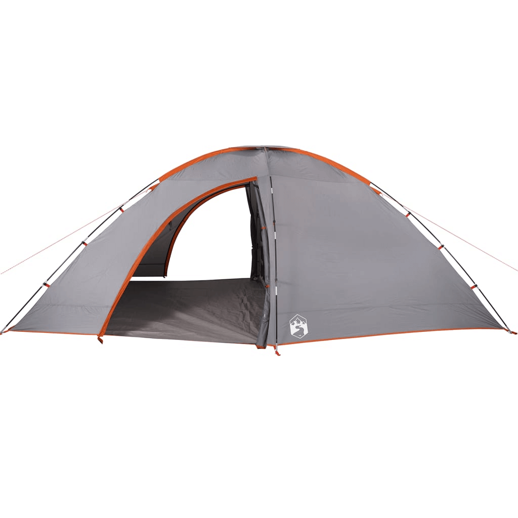 8-Person Waterproof Camping Tent, Discover the roomy 8-person tent in grey & orange. Waterproof and spacious, perfect for keeping dry and comfortable on your outdoor adventures.