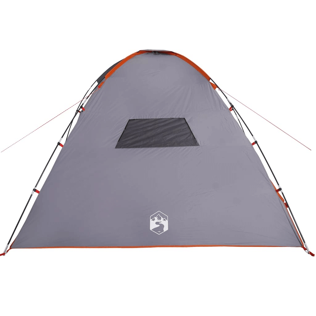 8-Person Waterproof Camping Tent, Discover the roomy 8-person tent in grey & orange. Waterproof and spacious, perfect for keeping dry and comfortable on your outdoor adventures.