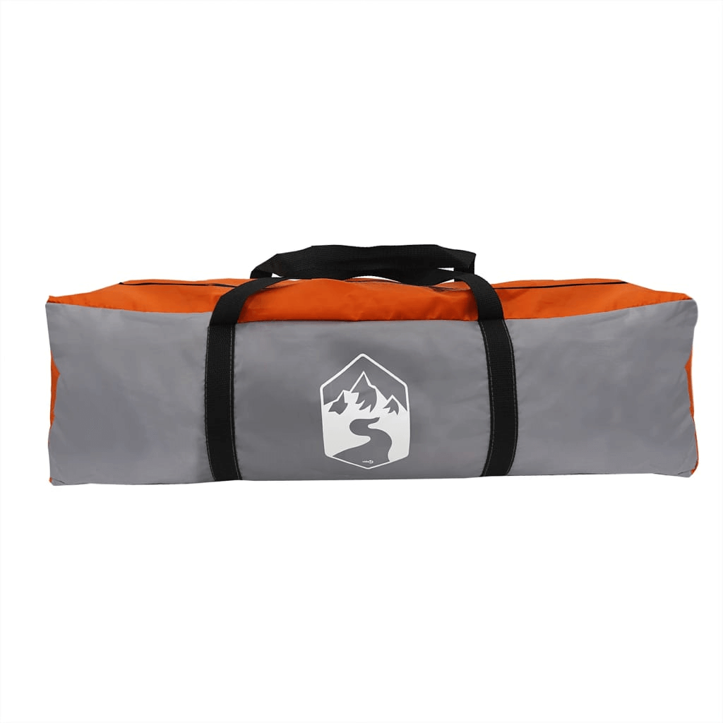 8-Person Waterproof Camping Tent, Discover the roomy 8-person tent in grey & orange. Waterproof and spacious, perfect for keeping dry and comfortable on your outdoor adventures.