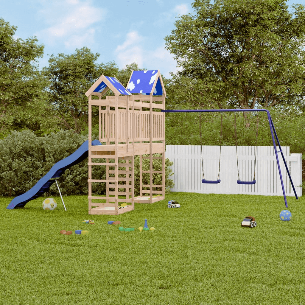 Outdoor Playset Solid Wood Pine – Ultimate Backyard Fun, Durable solid pine wood outdoor playset featuring multi-activity options for kids' backyard adventure. Built to last for endless interactive play.