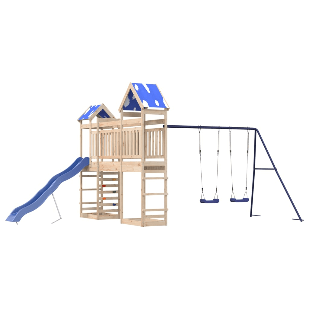 Outdoor Playset Solid Wood Pine – Ultimate Backyard Fun, Durable solid pine wood outdoor playset featuring multi-activity options for kids' backyard adventure. Built to last for endless interactive play.