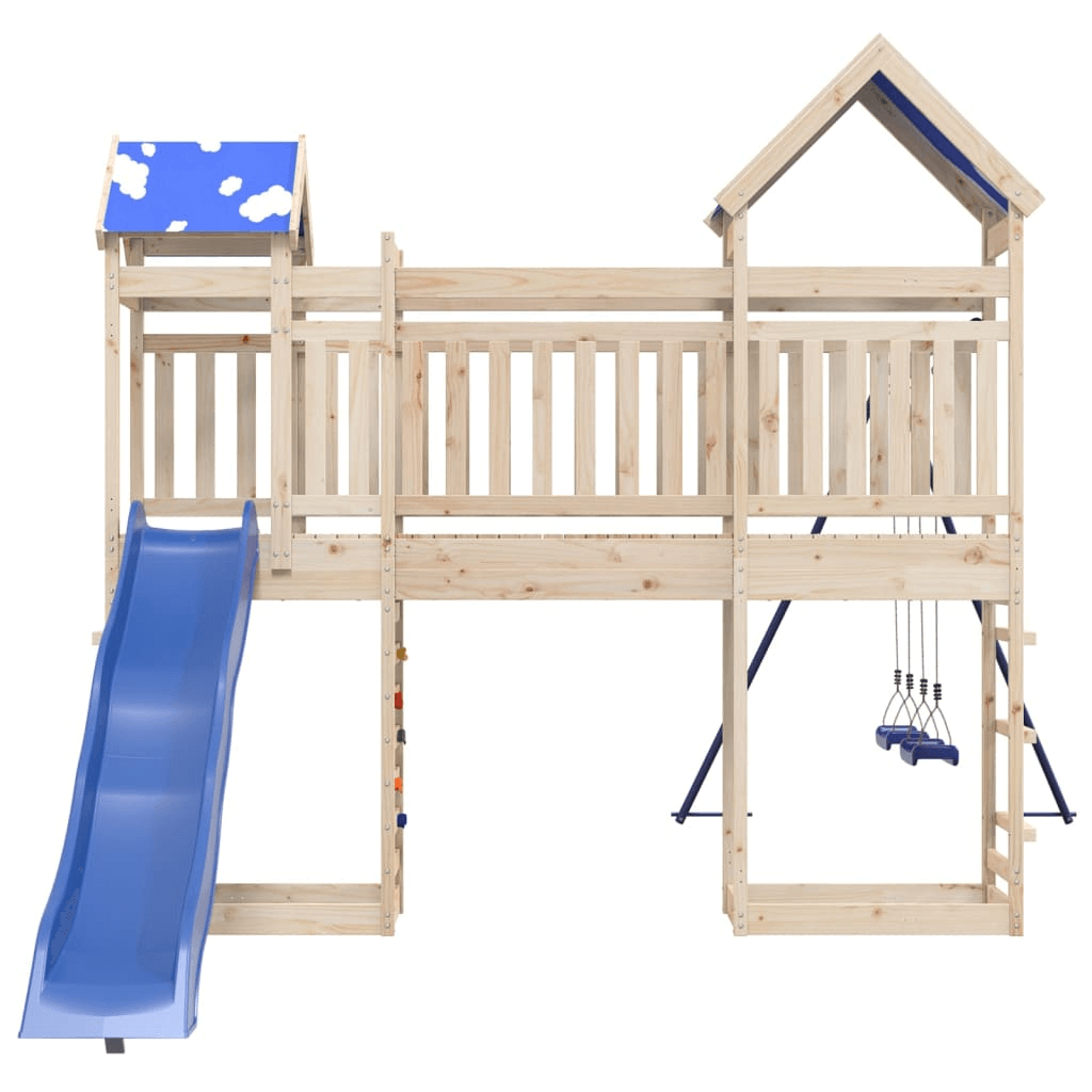 Outdoor Playset Solid Wood Pine – Ultimate Backyard Fun, Durable solid pine wood outdoor playset featuring multi-activity options for kids' backyard adventure. Built to last for endless interactive play.