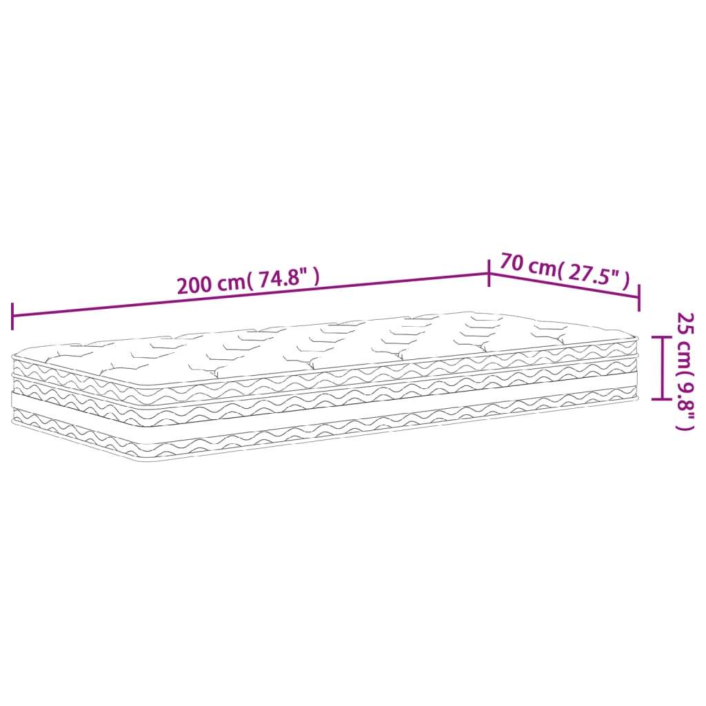 Medium Pocket Spring Mattress - 70x200 cm Comfort, Experience superior comfort and support with our Medium Pocket Spring Mattress 70x200 cm. Durable, luxurious, and designed to enhance your sleep quality.