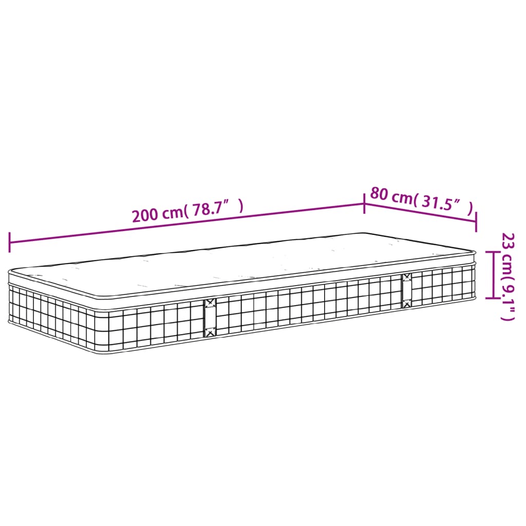 Medium Bonnell Spring Mattress 80x200 cm - Extra Comfort, Experience luxurious comfort and lasting durability with the Bonnell Spring Mattress Medium 80x200 cm. Perfect balance for restful sleep.