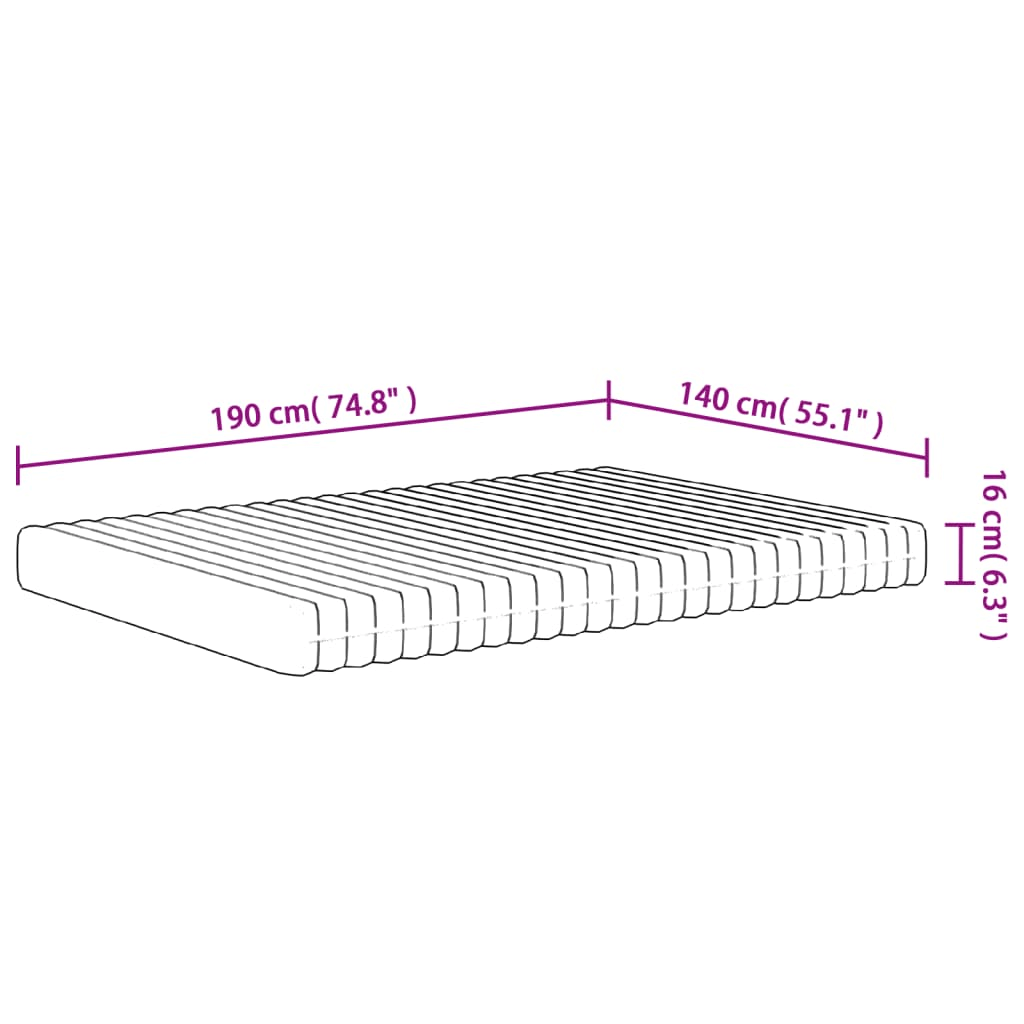 Foam Mattress Medium Soft 140x190 cm - Ultimate Comfort, Experience superior comfort and durability with our 140x190 cm foam mattress. Ideal for all sleeping positions with a medium-soft feel.