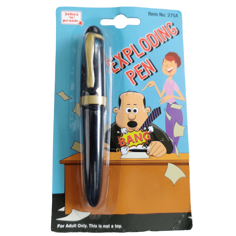 Exploding Pen Prank - Jokez 'n' Prankz Fun, Get laughs with Jokez 'n' Prankz Exploding Pen. Perfect for pranksters, this gadget delivers unforgettable surprises with each explosion!