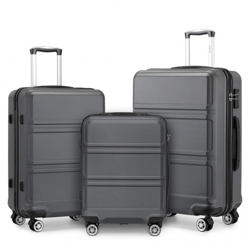 Durable & Stylish Kono Grey Suitcase Set - 3 Piece, Travel in style with the durable Kono 3 Piece ABS Suitcase Set in Grey. Perfect for city breaks and sunny holidays.