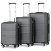 Durable & Stylish Kono Grey Suitcase Set - 3 Piece, Travel in style with the durable Kono 3 Piece ABS Suitcase Set in Grey. Perfect for city breaks and sunny holidays.