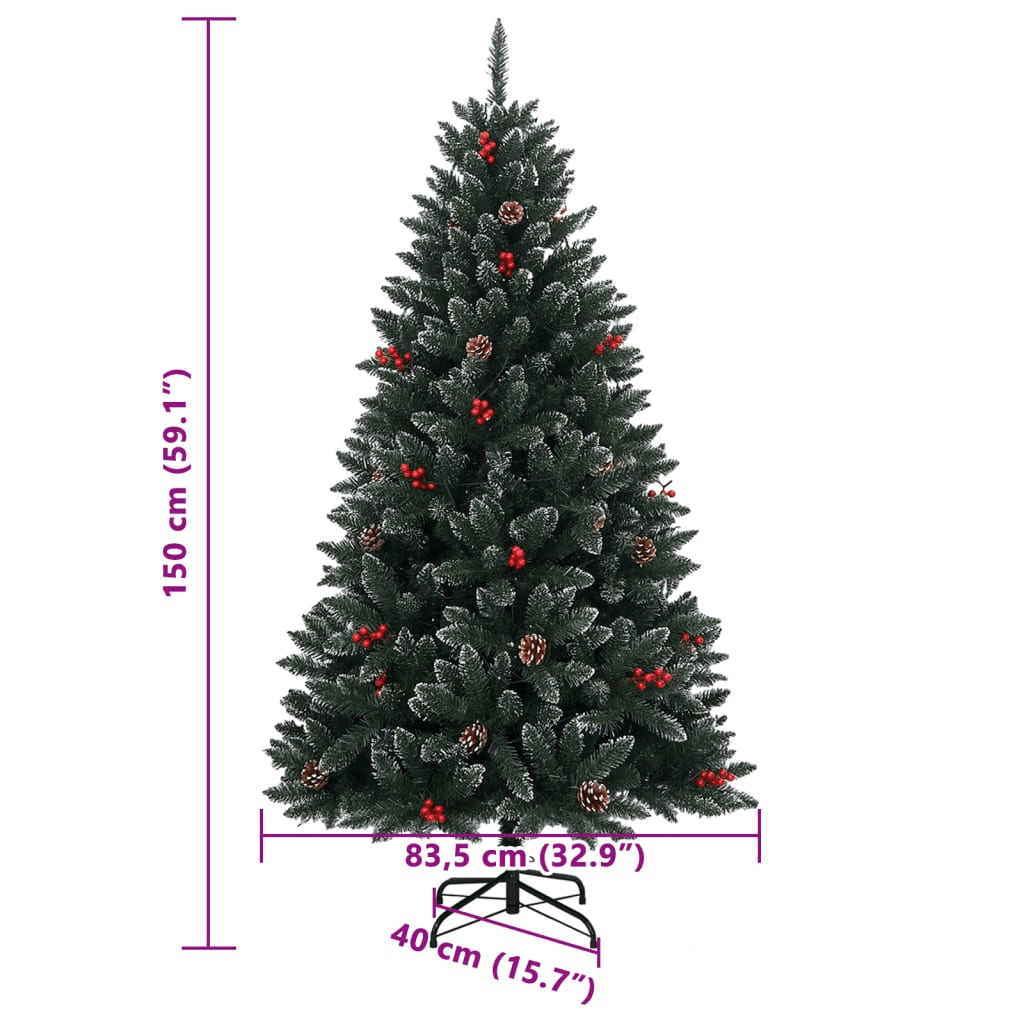 150 cm LED Christmas Tree - Snow Effect, Transform your home with a 150 cm artificial tree featuring 150 LEDs, premium PVC, and a snow effect for a magical Christmas ambiance.