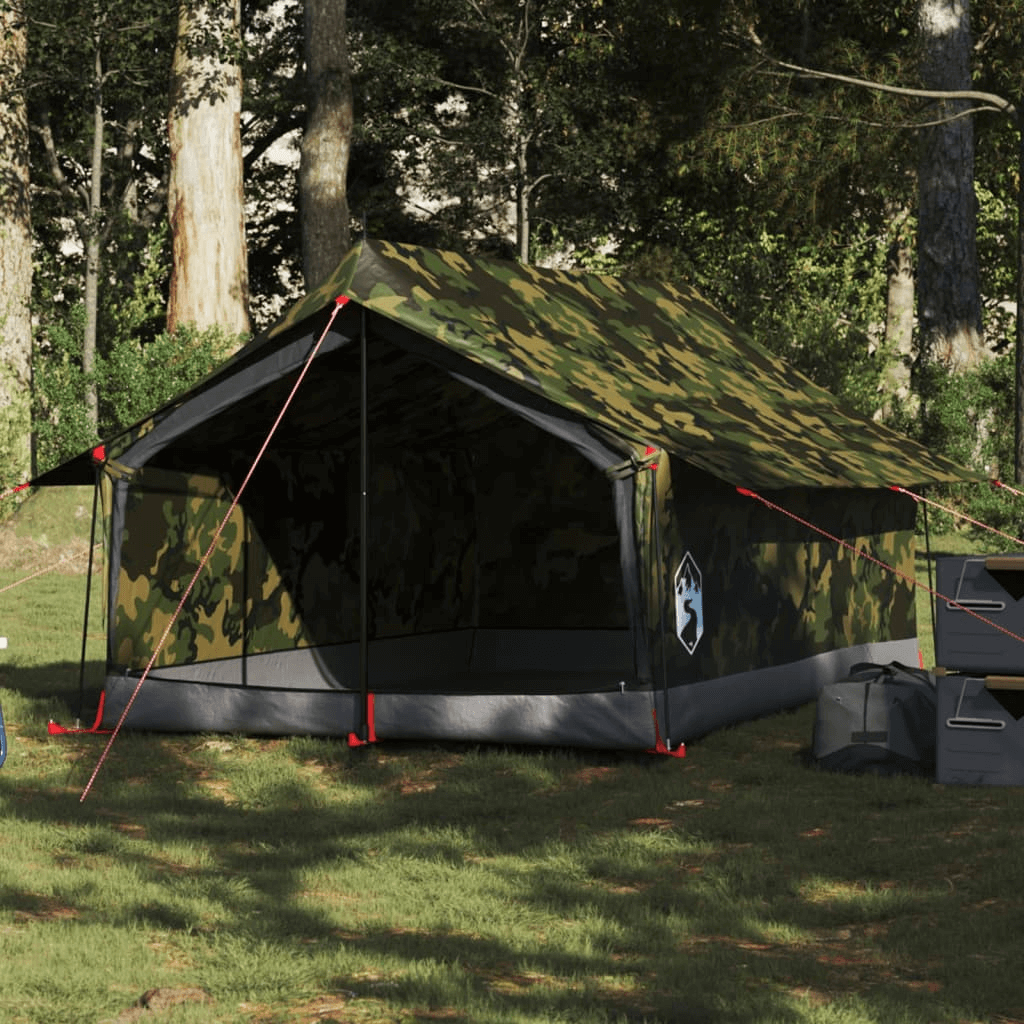 2-Person Camouflage Camping Tent - Waterproof & Portable, Discover the vidaXL 2-Person Camping Tent with a durable camouflage design, waterproof 185T polyester, perfect for all-weather outdoor adventures.