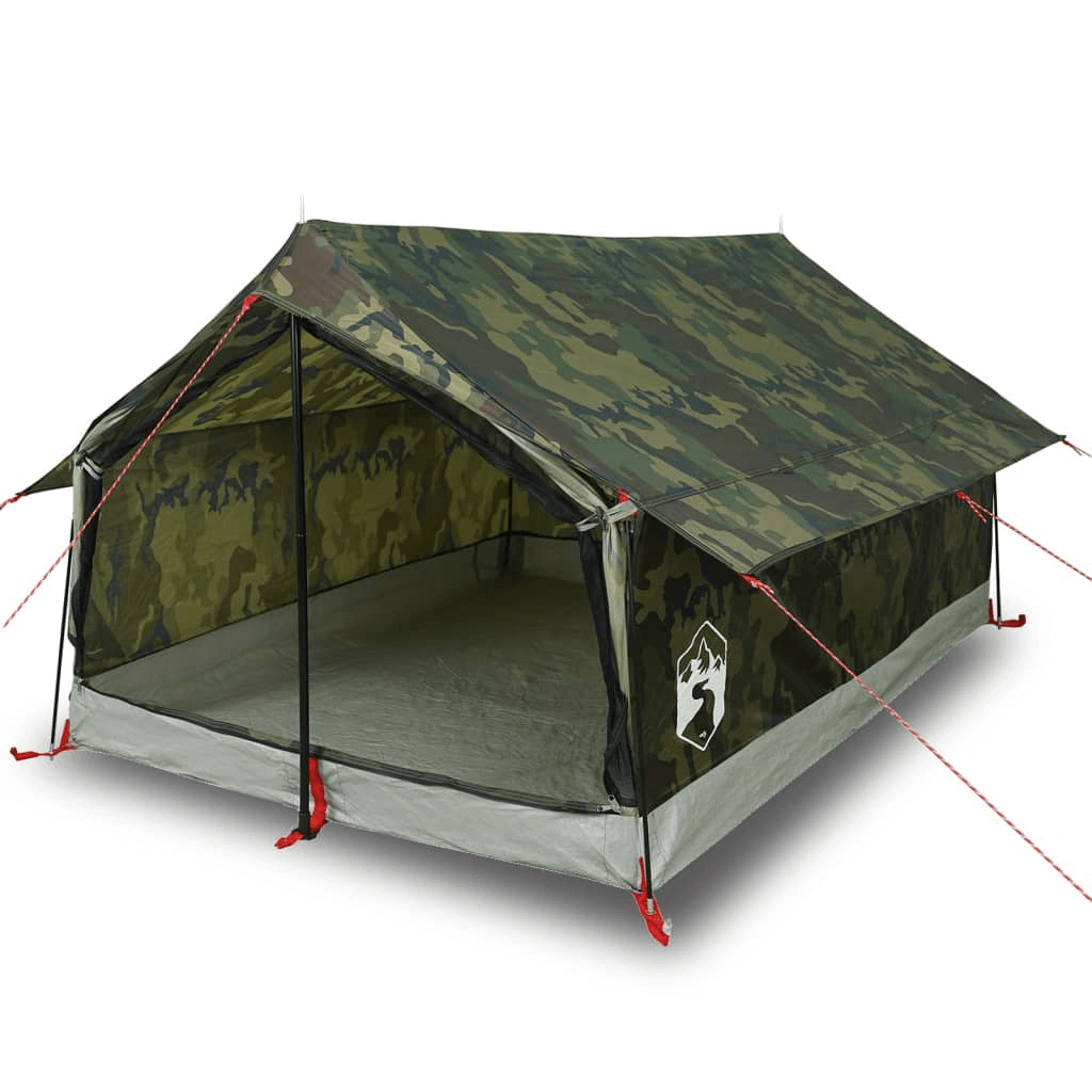 2-Person Camouflage Camping Tent - Waterproof & Portable, Discover the vidaXL 2-Person Camping Tent with a durable camouflage design, waterproof 185T polyester, perfect for all-weather outdoor adventures.