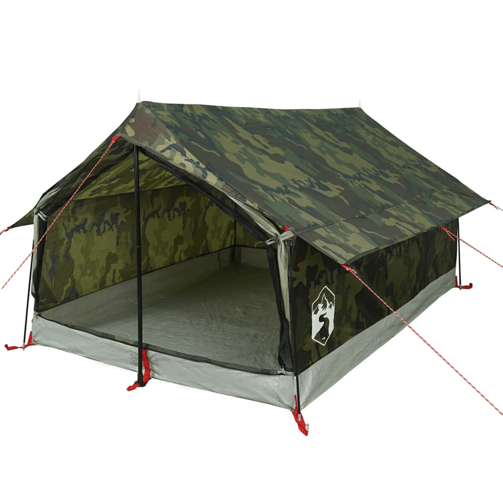 2-Person Camouflage Camping Tent - Waterproof & Portable, Discover the vidaXL 2-Person Camping Tent with a durable camouflage design, waterproof 185T polyester, perfect for all-weather outdoor adventures.