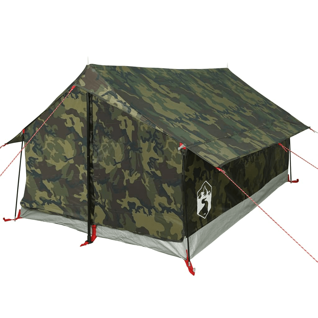 2-Person Camouflage Camping Tent - Waterproof & Portable, Discover the vidaXL 2-Person Camping Tent with a durable camouflage design, waterproof 185T polyester, perfect for all-weather outdoor adventures.