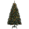 210 cm LED Christmas Tree | Realistic & Easy Assembly, Discover a 210 cm artificial Christmas tree with 300 warm LEDs. Realistic PVC design with snow, cones & berries. Sturdy stand & USB powered.