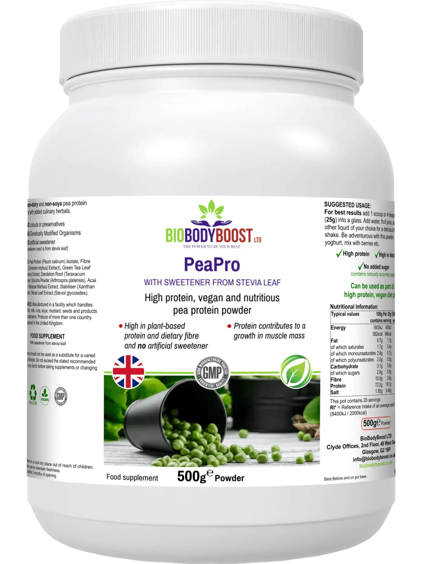 PeaPro High Protein Pea Powder - Plant-Based | Vegan | Gluten-Free | 80% Protein Content