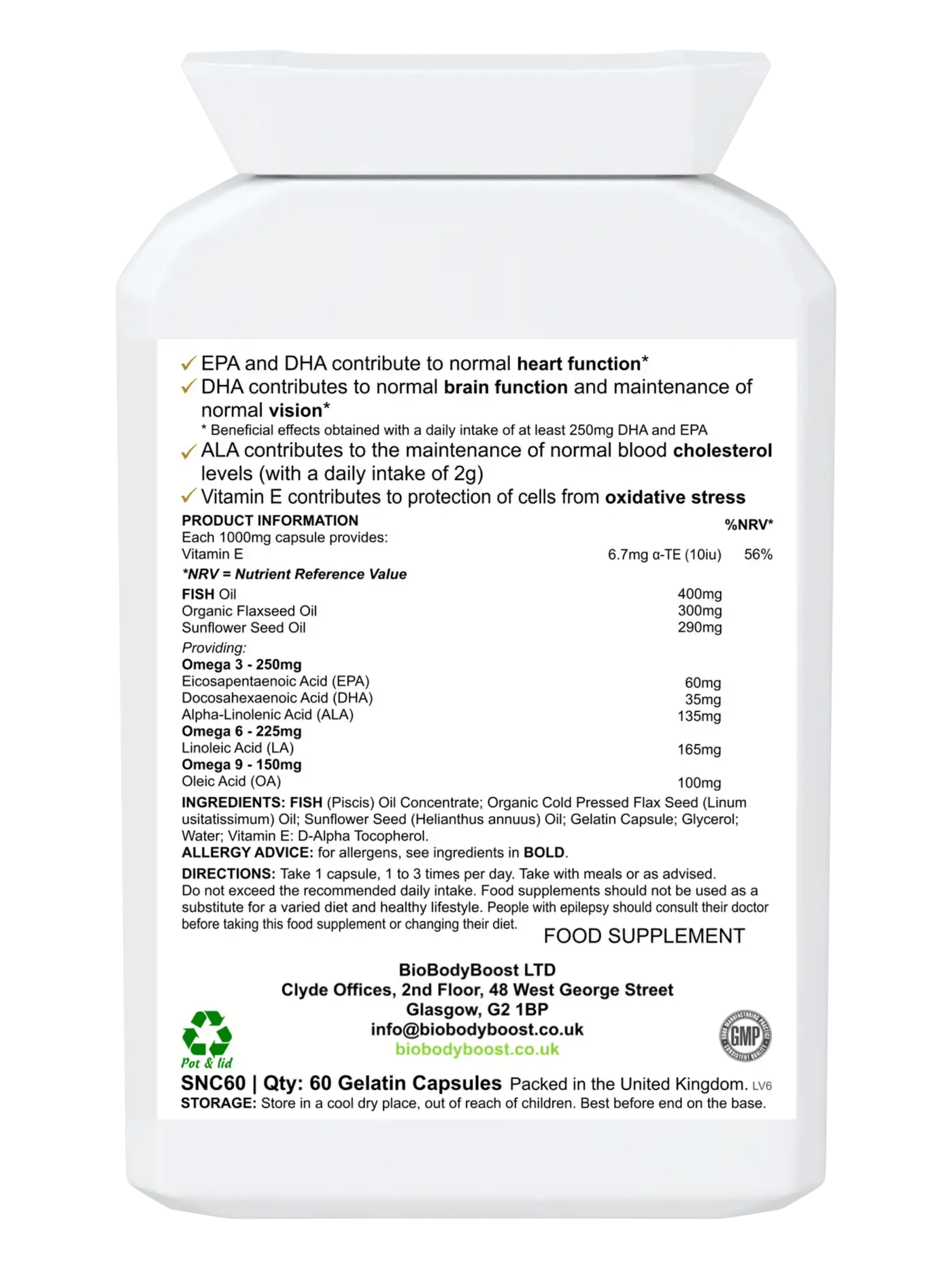 OmegaBalance Omega 3-6-9 Oils Blend with Vitamin E | Balanced Essential Fatty Acids for Heart & Brain Health, Immune Support, and Anti-inflammatory Benefits