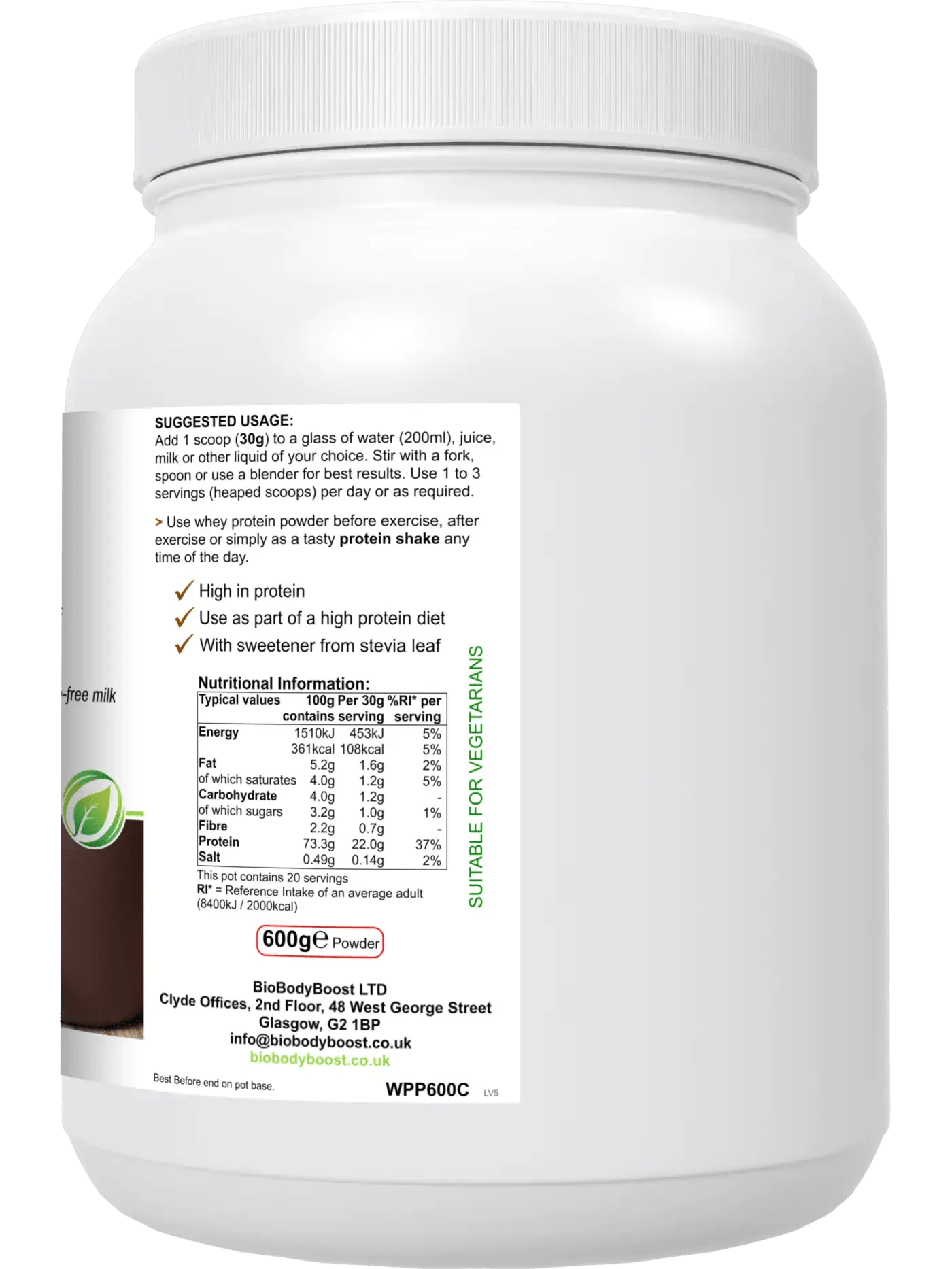 WheyPro Chocolate Flavour Whey Protein Powder - 22g Protein, Non-GMO, Vegetarian-Friendly - Perfect for Muscle Growth & Recovery