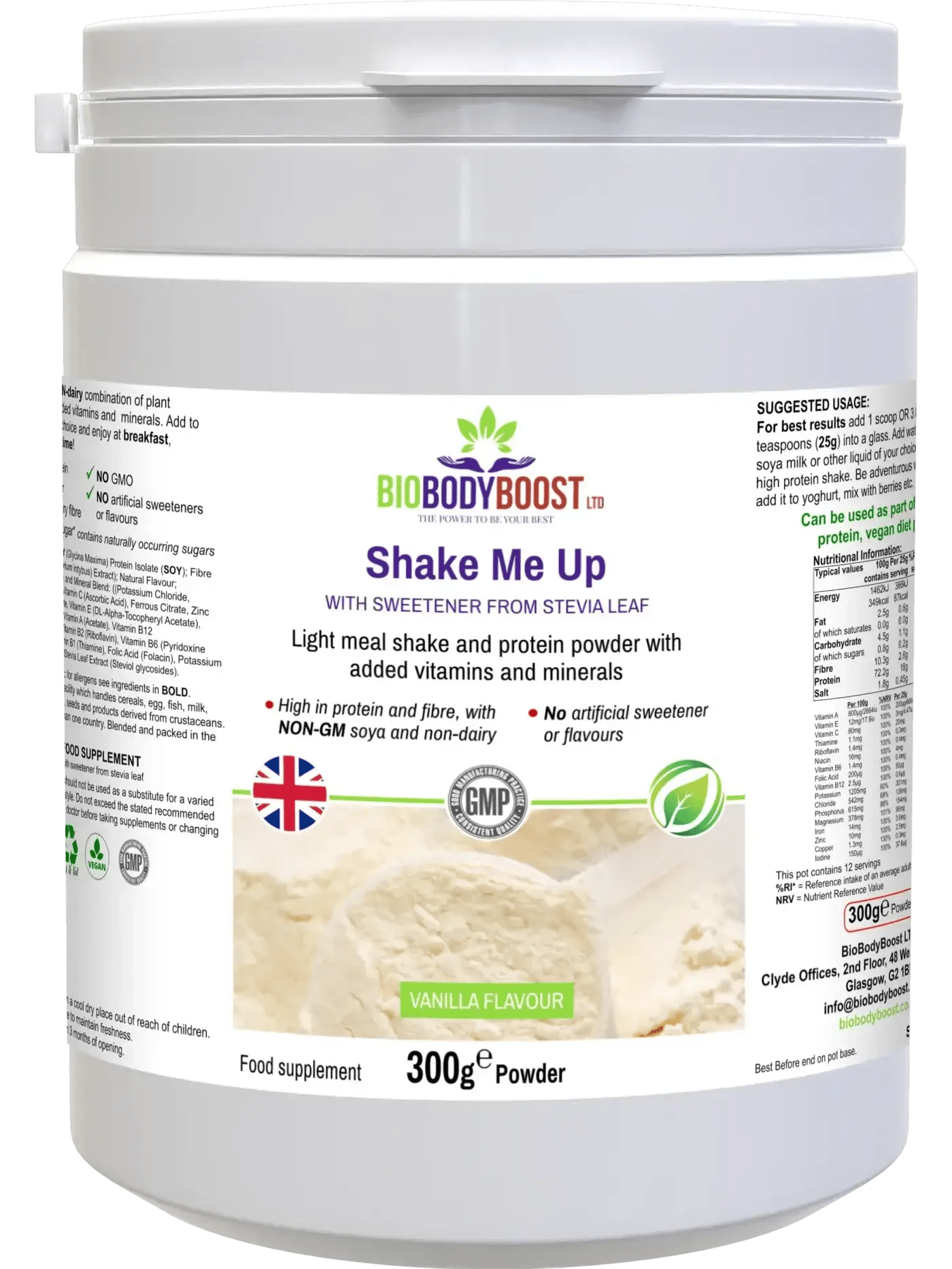 Shake Me Up - Vegan Vanilla Protein Powder | High Protein, Low Fat, & Gluten-Free Blend