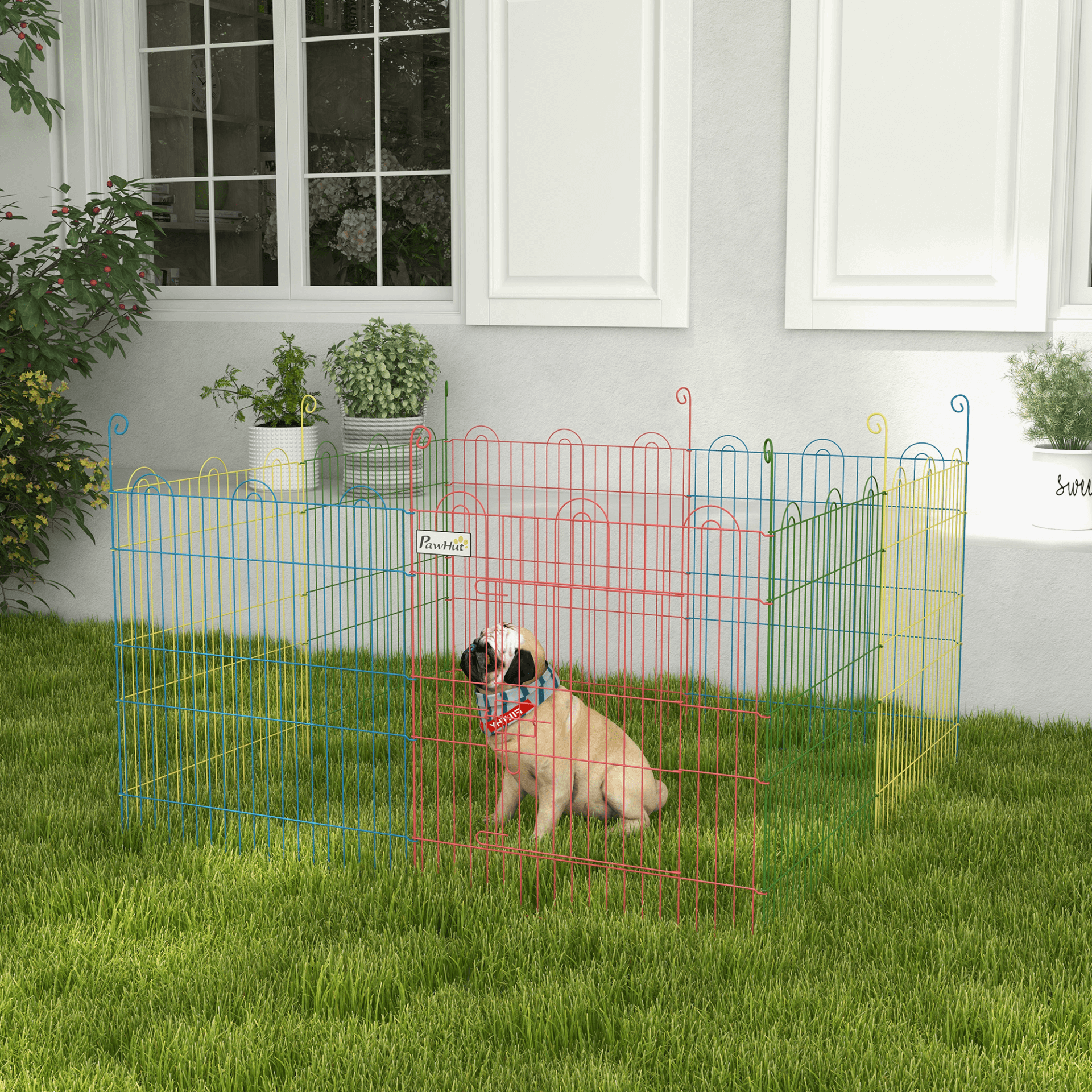 PawHut Eight-Panel Pet Playpen - Indoor & Outdoor Use, Versatile, durable pet playpen with customizable shapes and secure door access for indoor and outdoor fun. Perfect for keeping pets safe!