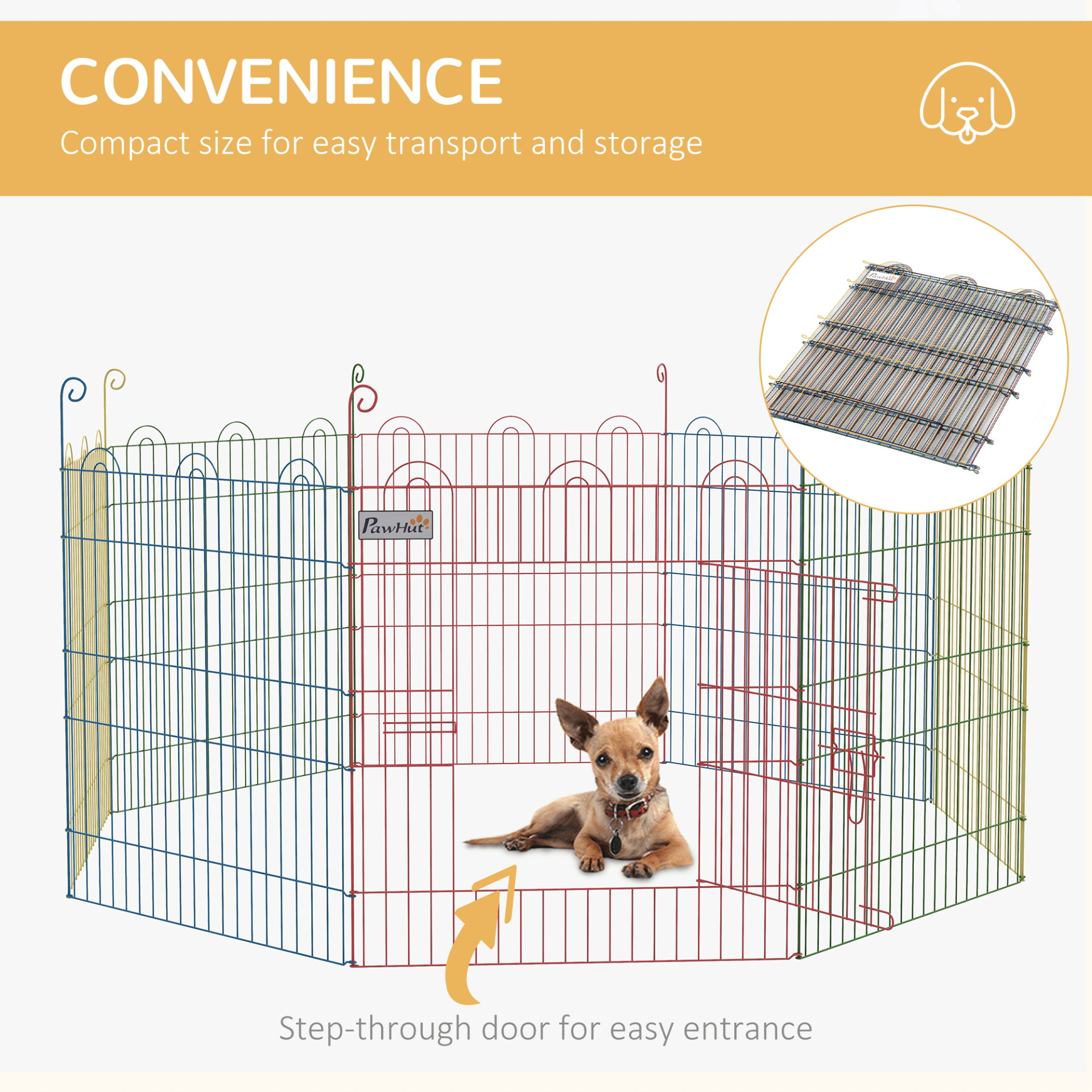 PawHut Eight-Panel Pet Playpen - Indoor & Outdoor Use, Versatile, durable pet playpen with customizable shapes and secure door access for indoor and outdoor fun. Perfect for keeping pets safe!