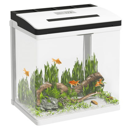 PawHut 13L/28L Glass Fish Tank with LED & Filter, PawHut Glass Fish Tank, featuring LED lighting and advanced filtration for a stunning, healthy aquatic habitat. Perfect for Betta, Goldfish, and more!