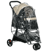 PawHut Foldable Dog Stroller for Small Pets - Khaki, Keep your pets safe and comfortable with our foldable dog stroller featuring mesh windows, safety leashes, and ample storage. Assembly required.