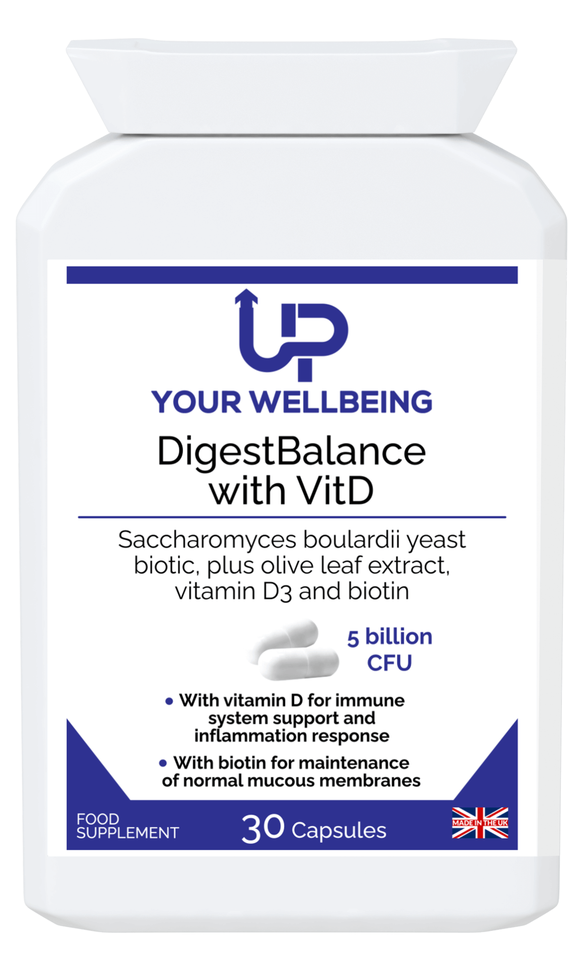 DigestBalance with Vitamin D3 – Vegan Capsules, Boost immunity, digestion, and bone health with DigestBalance’s advanced formula featuring Saccharomyces boulardii, olive leaf extract, biotin, and vitamin D3.