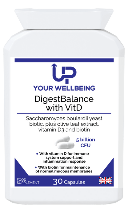 DigestBalance with Vitamin D3 – Vegan Capsules, Boost immunity, digestion, and bone health with DigestBalance’s advanced formula featuring Saccharomyces boulardii, olive leaf extract, biotin, and vitamin D3.