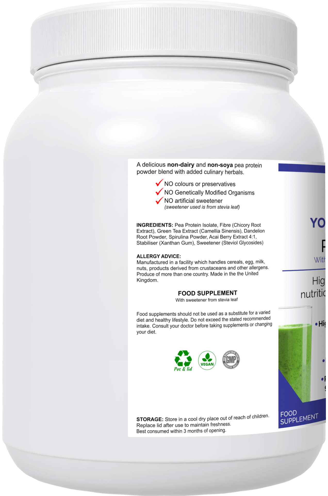 PeaProtein+ High Protein Vegan Powder 500g, Boost your nutrition with PeaProtein+ powder - high protein, high fibre, vegan, and gluten-free. Easy to digest and hypoallergenic for healthy living.