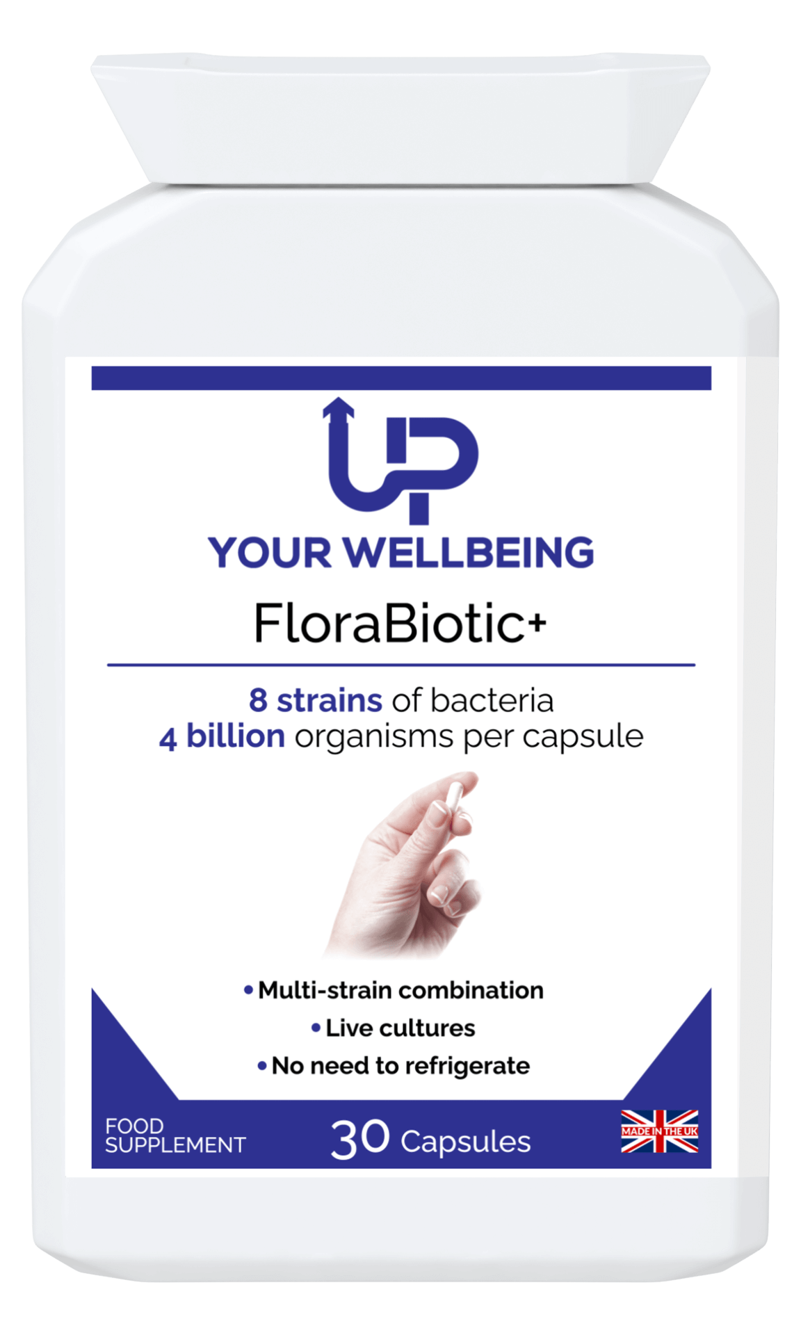 FloraBiotic+ Probiotic Supplement - 4 Billion CFUs, 30 Count, Boost digestive health with FloraBiotic+. 4 billion CFUs per capsule, multi-strain, non-GMO, and vegetarian-friendly.