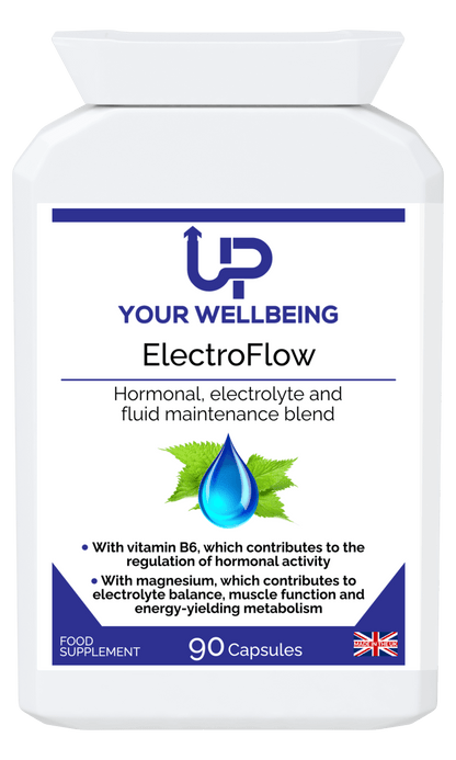 ElectroFlow - Advanced Electrolyte & Hormone Support, Boost energy and fluid balance with ElectroFlow's herbal blend, Vitamin B6 & Magnesium. 90 vegan capsules for optimal metabolism and hormone support.