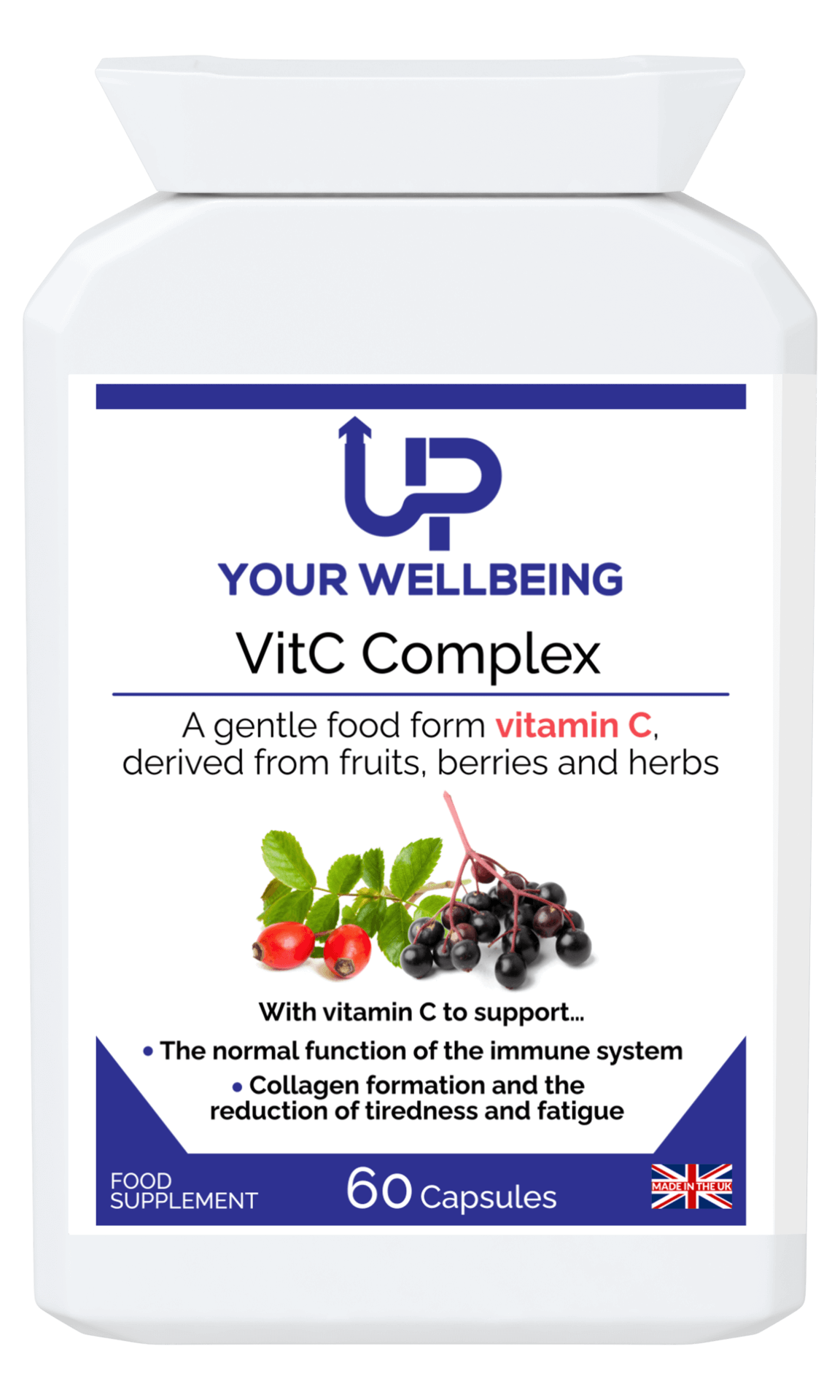 VitC Complex - Natural Vitamin C Supplement, Vegan Capsules, Boost immunity, collagen, and energy with VitC Complex. Made from fruits & herbs like Acerola cherry and elderberry. 60 Vegan Capsules.