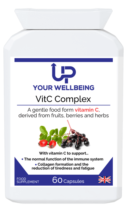 VitC Complex - Natural Vitamin C Supplement, Vegan Capsules, Boost immunity, collagen, and energy with VitC Complex. Made from fruits & herbs like Acerola cherry and elderberry. 60 Vegan Capsules.