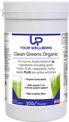 Clean Greens Organic - High Fibre Vegan Blend, Elevate nutrition with Clean Greens Organic, featuring 35 organic green foods, vegetables, fruits, herbs, seeds, and enzymes. Vegan, Organic, Kosher.