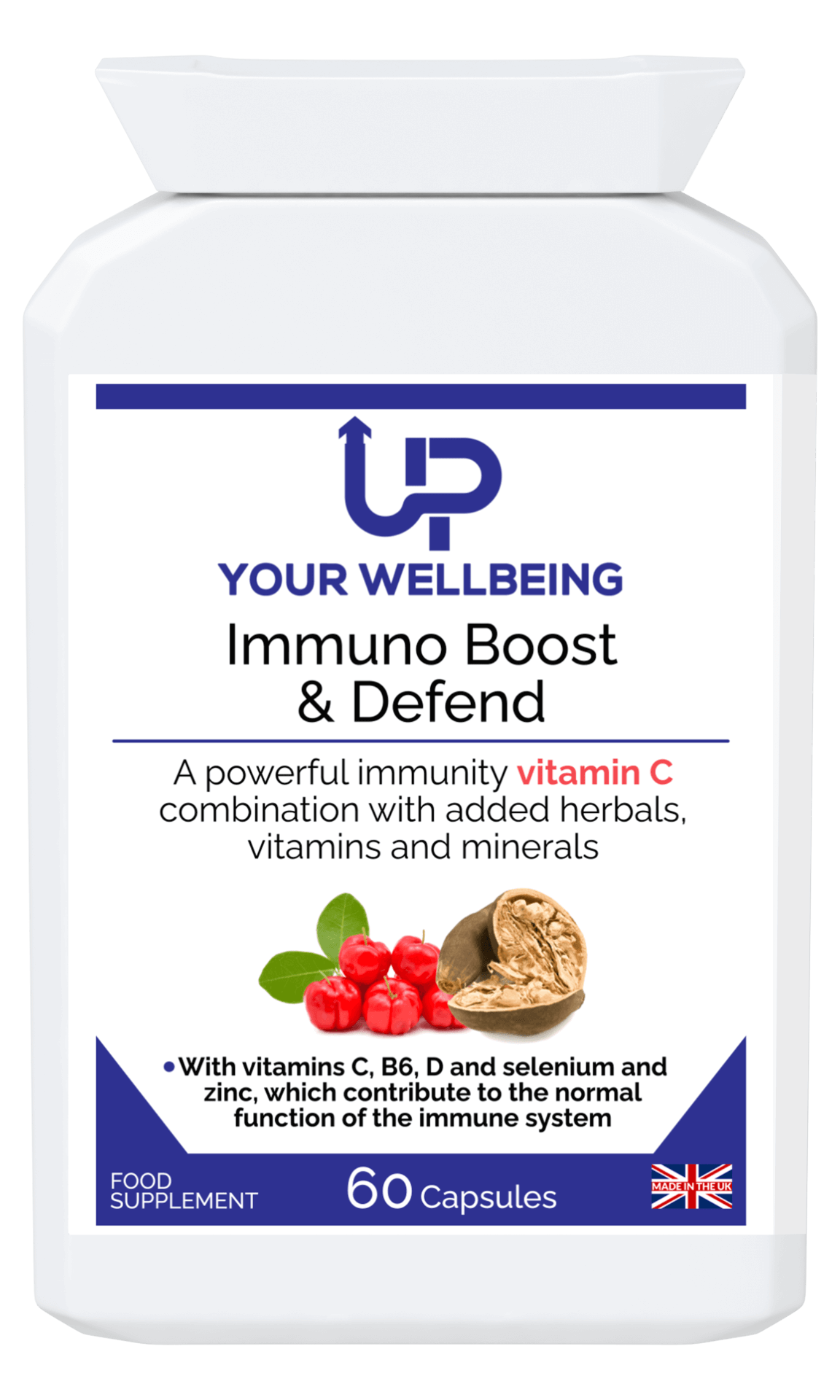 Immuno Boost & Defend - Potent Immunity Complex, Boost your immunity with herbs, roots, vitamins, and Reishi. Includes Vitamin C, D, E, Selenium, and Zinc in 60 vegan capsules.