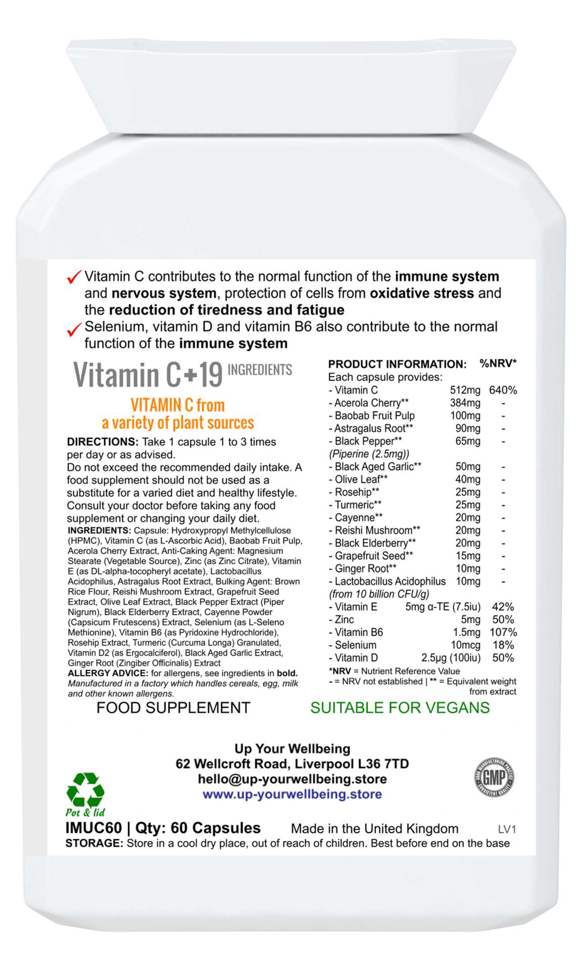 Immuno Boost & Defend - Potent Immunity Complex, Boost your immunity with herbs, roots, vitamins, and Reishi. Includes Vitamin C, D, E, Selenium, and Zinc in 60 vegan capsules.