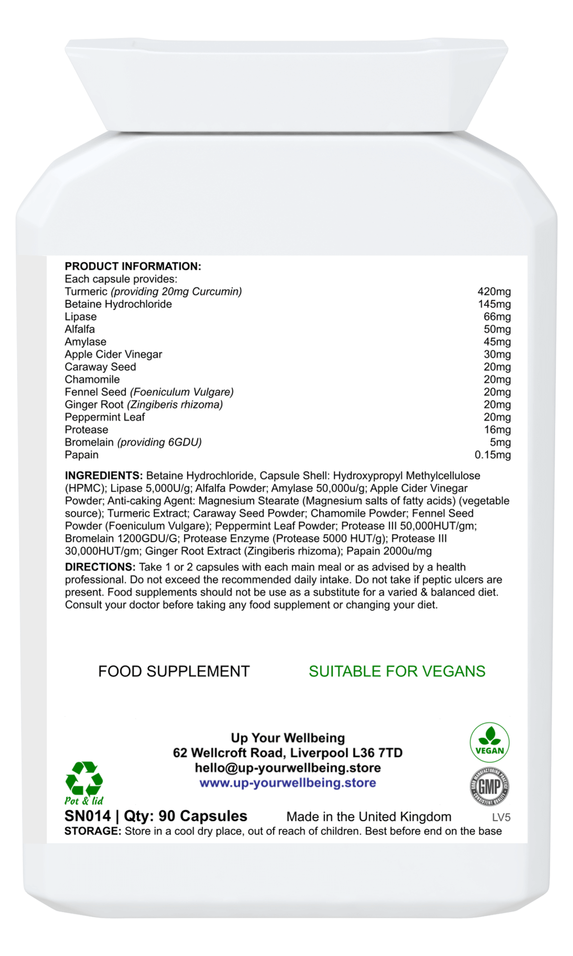 DigEnzyme - Premium Vegan Digestive Enzyme | Kosher, Enhance digestive health with DigEnzyme, a vegan supplement with plant-derived enzymes & beneficial herbs. Kosher certified, 90 natural capsules.