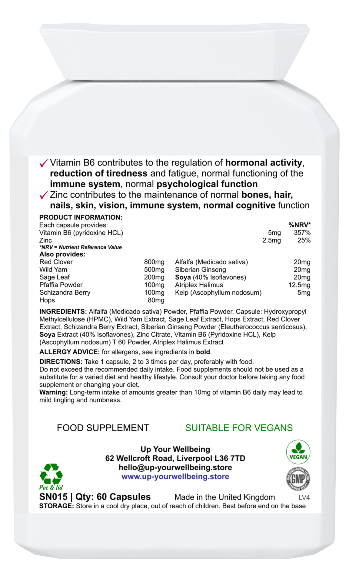 MenoCalm Herbal Supplement for Menopausal Women - Capsules, MenoCalm offers natural relief for menopausal women with herbs and vitamins. Key ingredients include Wild Yam, Soya Isoflavones, and Vitamin B6.