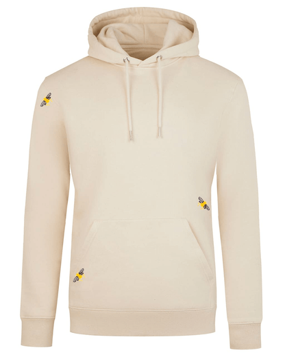 Charming Bee Embroidered Women's Hoodie - Organic Cotton, Stay trendy with our ecru hoodie. Versatile, stylish, and made from organic cotton, it's perfect for any outfit or occasion.