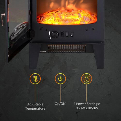 Cozy Elegance: HOMCOM Electric Fireplace, Discover warmth with HOMCOM's electric heater. Faux flames, safety features, and adjustable heat. Perfect for up to 20 sq meters.