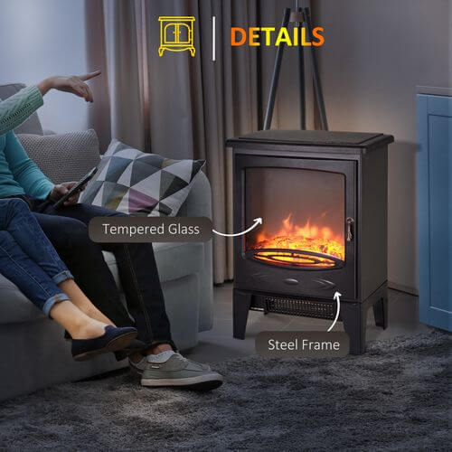 Cozy Elegance: HOMCOM Electric Fireplace, Discover warmth with HOMCOM's electric heater. Faux flames, safety features, and adjustable heat. Perfect for up to 20 sq meters.