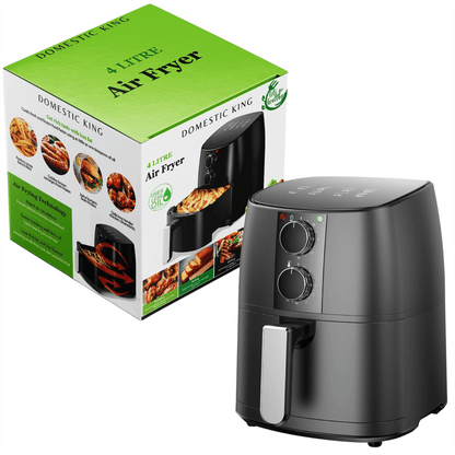 Domestic King 4L Air Fryer with Recipe Book, Discover healthier cooking with the 4L Domestic King Air Fryer. Enjoy quick, crispy meals with advanced hot air technology. Perfect for families!