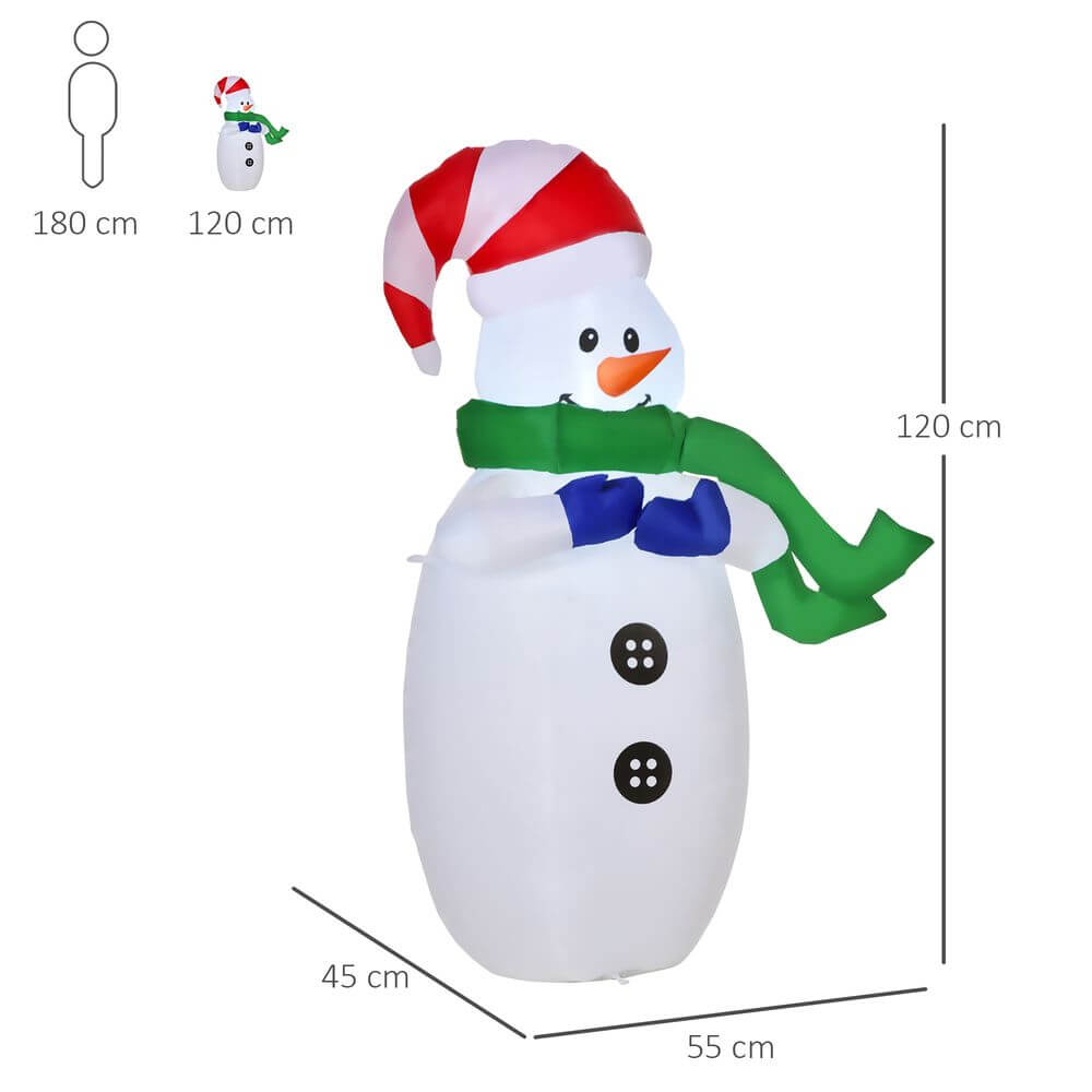 4ft LED Inflatable Snowman - Festive Christmas Decor, Brighten your holidays with this 4ft LED Snowman. Perfect for outdoor festive decor, durable, and easy to set up!