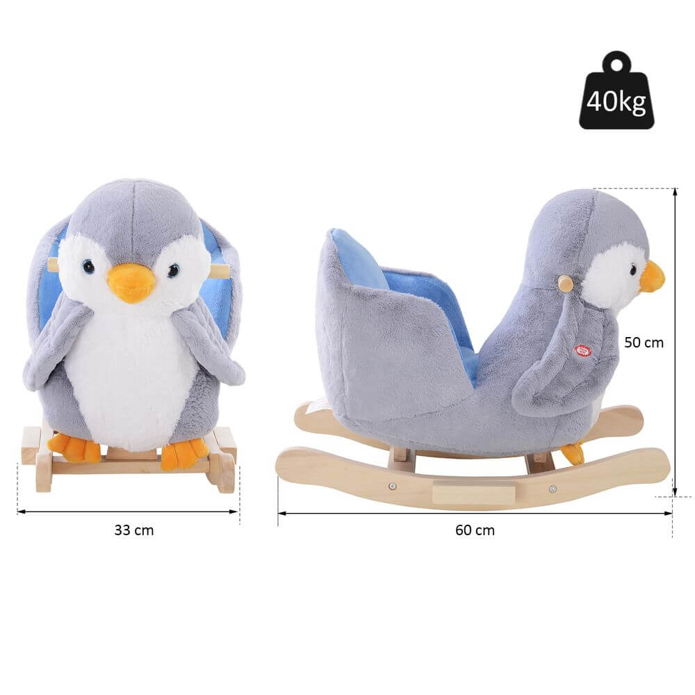 Penguin Plush Musical Rocking Horse - 32 Songs, Delight your baby with our Penguin Rocking Horse, featuring 32 songs, colorful plush design, and gentle rocking. Perfect for ages 18 months and up!