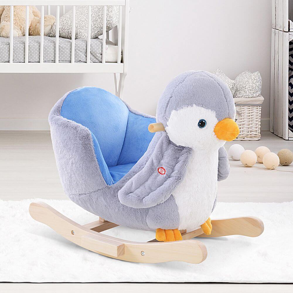 Penguin Plush Musical Rocking Horse - 32 Songs, Delight your baby with our Penguin Rocking Horse, featuring 32 songs, colorful plush design, and gentle rocking. Perfect for ages 18 months and up!