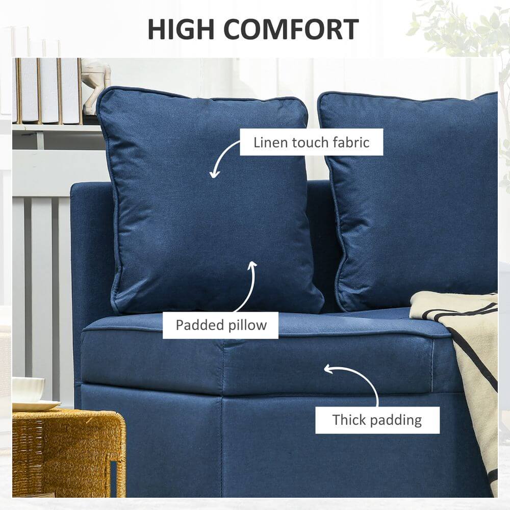 HOMCOM Folding Sofa Bed Chair - Blue, Discover ultimate comfort with the HOMCOM Folding Sofa Bed Chair in Blue. Perfect for any space, it seamlessly transforms from chair to bed. Ideal for guests!