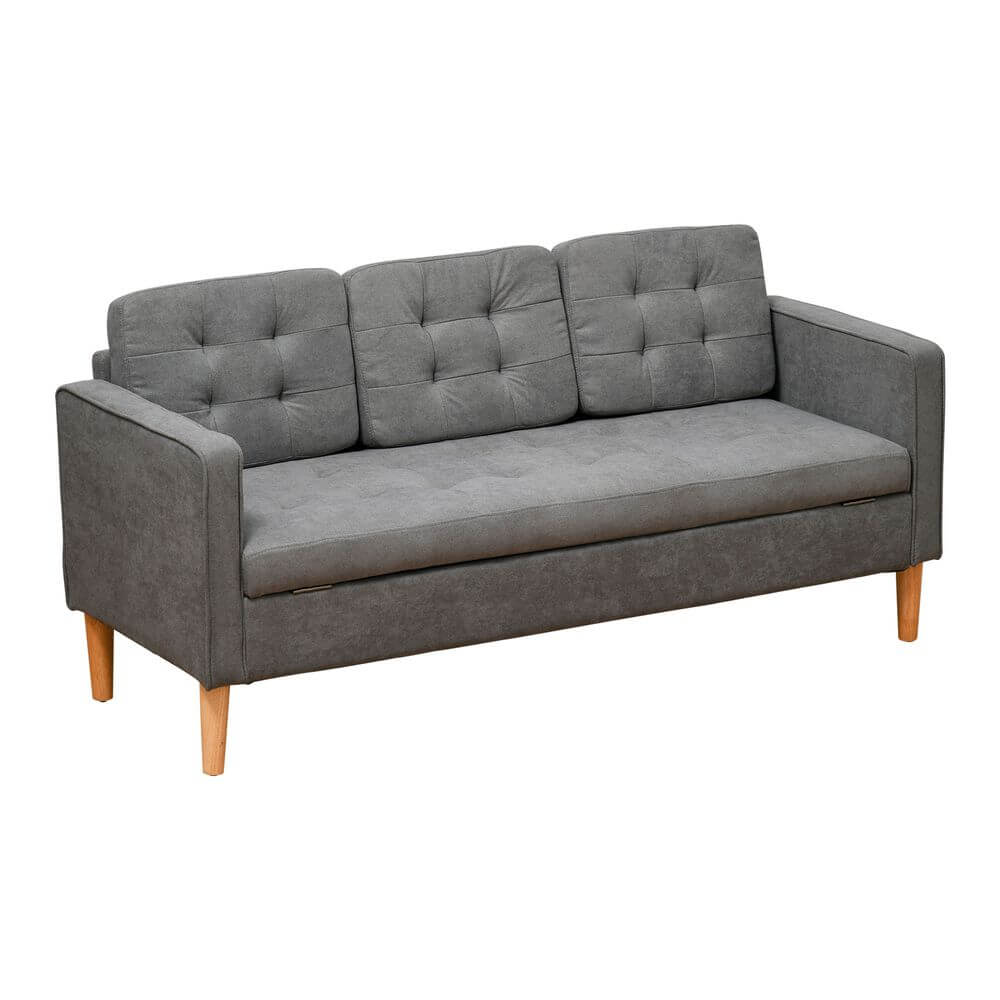 Elegant 3-Seater Sofa with Storage, Discover comfort and style with our 3-Seater Sofa. Features hidden storage and rubberwood legs for a sophisticated look.