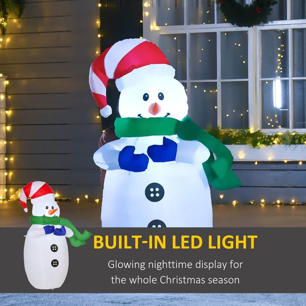 4ft LED Inflatable Snowman - Festive Christmas Decor, Brighten your holidays with this 4ft LED Snowman. Perfect for outdoor festive decor, durable, and easy to set up!