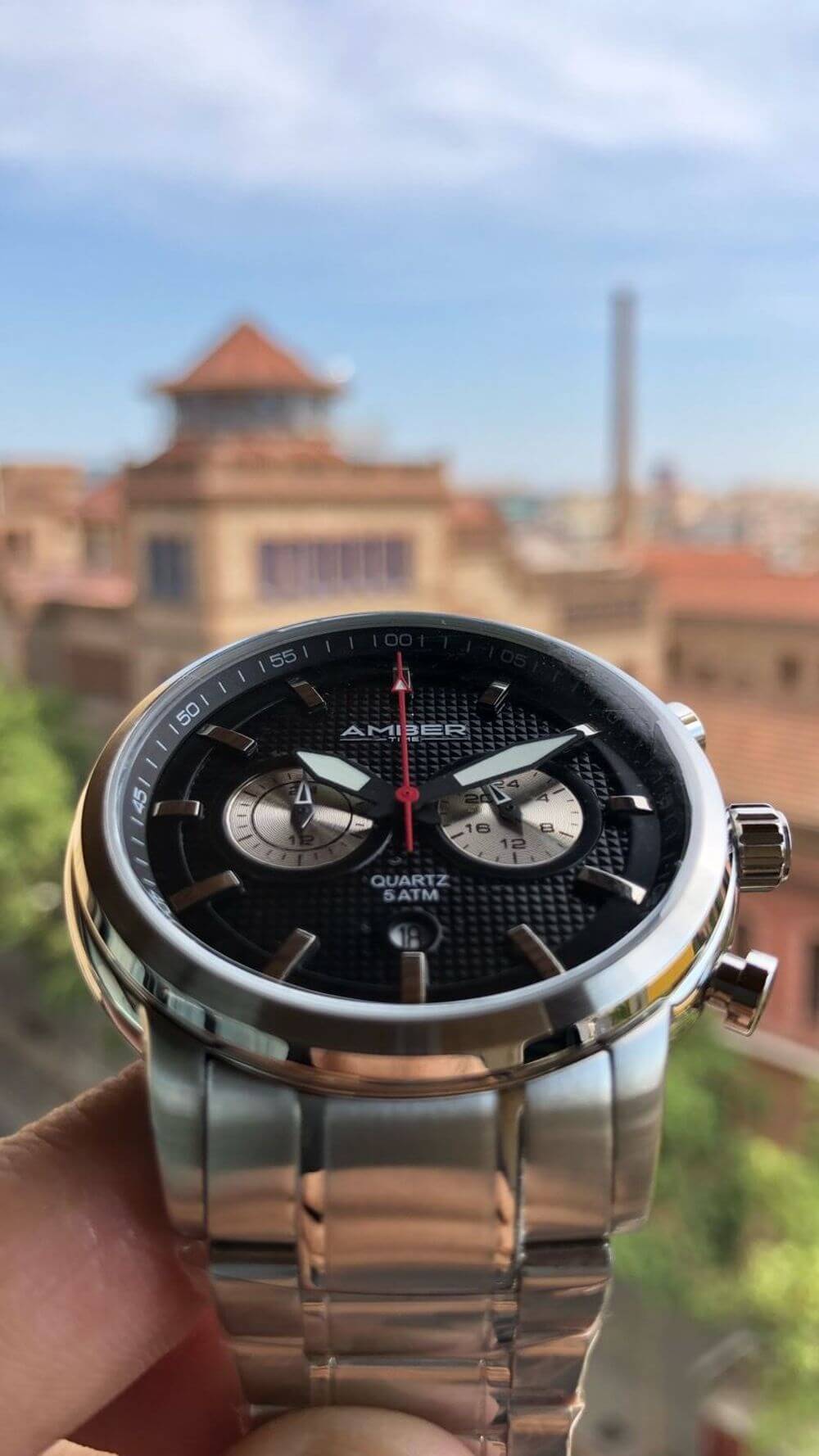 Amber Time 50m Chronograph Watch - Stainless Steel, Discover elegance and functionality with the Amber Time 50m chronograph watch featuring a sleek stainless steel band. Perfect for any occasion.